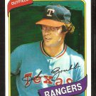 Texas Rangers Johnny Grubb 1980 Topps Baseball Card # 313 nr mt
