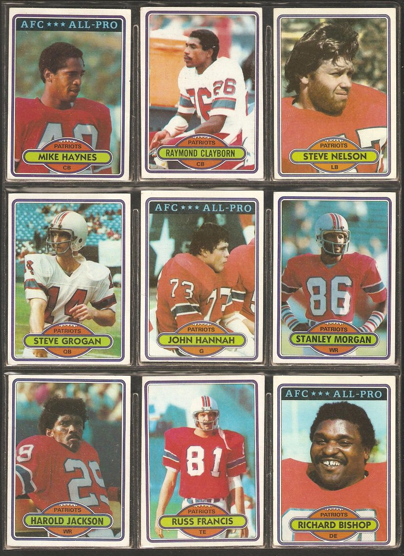 1980 Topps New England Patriots Team Lot Steve Grogan John Hannah Mike ...