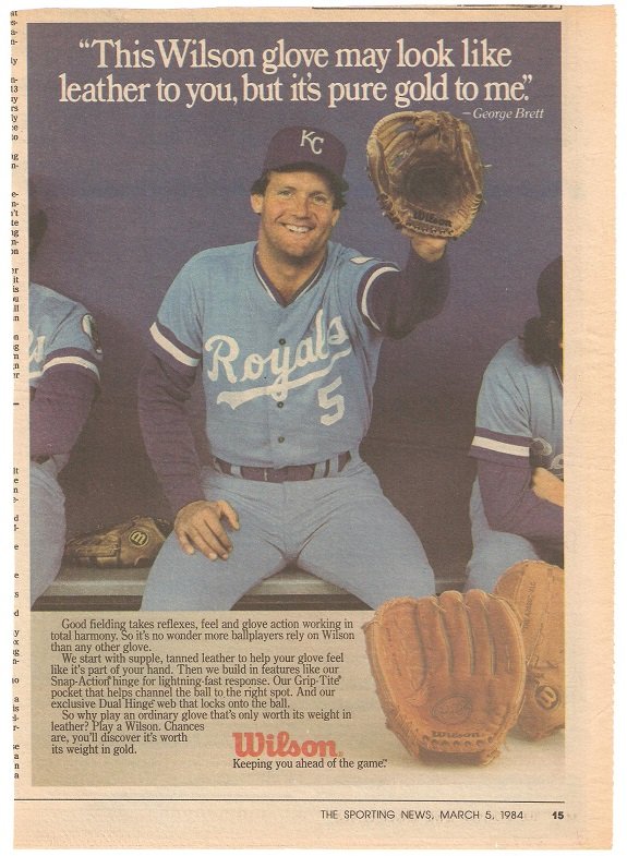 Kansas City Royals George Brett 1984 The Sporting News Wilson Glove Ad