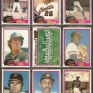 1981 Topps San Francisco Giants Team Lot Jack Clark Vida Blue Team Card Montefusco Darrell Evans