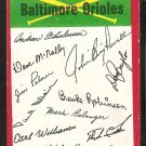 Baltimore Orioles Red Team Checklist marked 1974 Topps Baseball Card