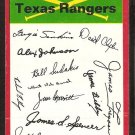 Texas Rangers Red Team Checklist 1974 Topps Baseball Card unmarked