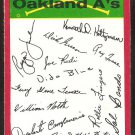 Oakland Athletics Red Team Checklist 1974 Topps Baseball Card
