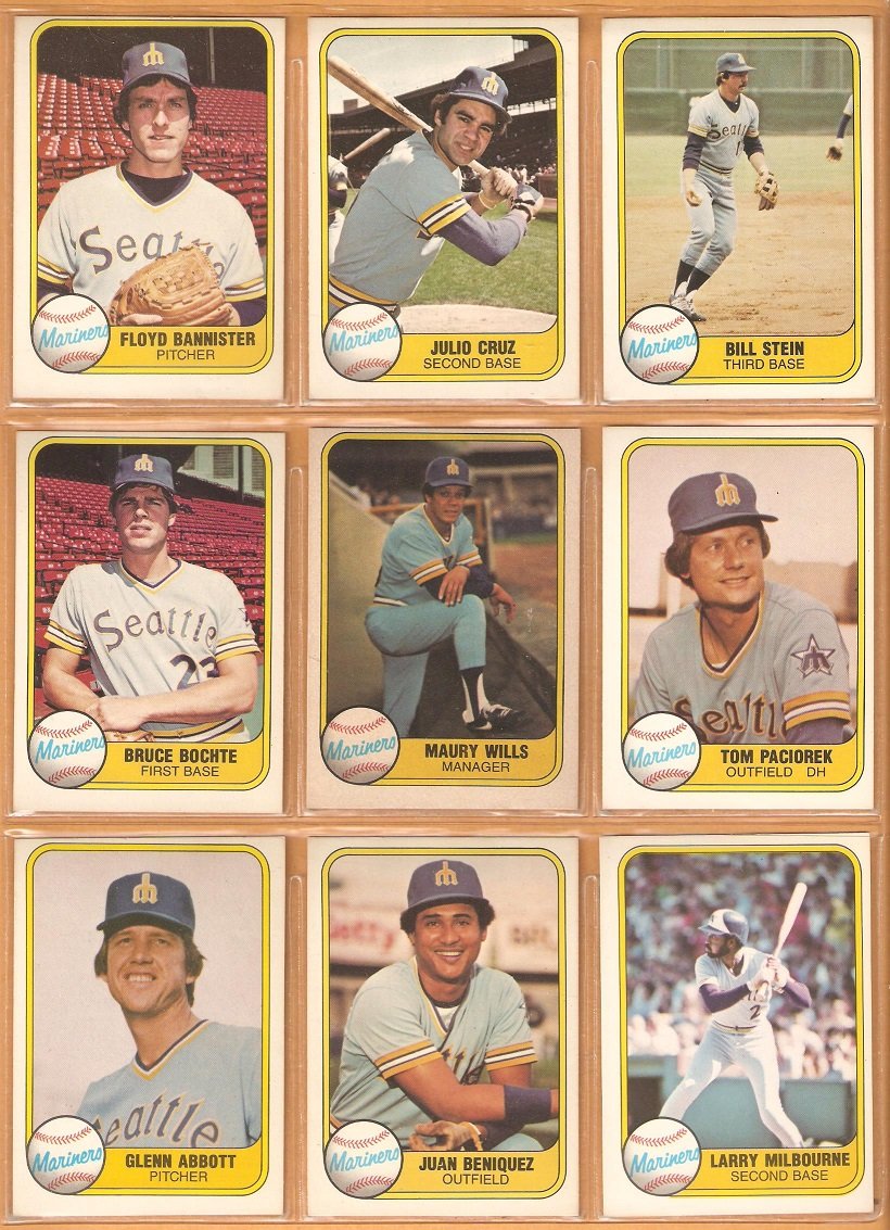 1981 Fleer Seattle Mariners Team Lot 22 Maury Wills Bruce Bochte Tom