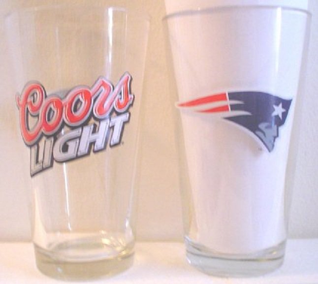New England Patriots 16 oz Coors Light Draft Beer Glass