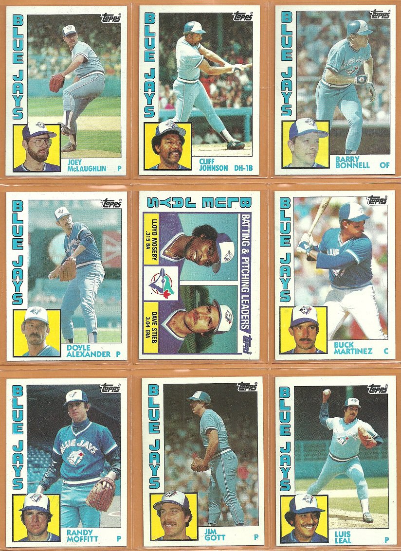 1984 Topps Toronto Blue Jays Team Lot Lloyd Moseby Bobby Cox Jesse