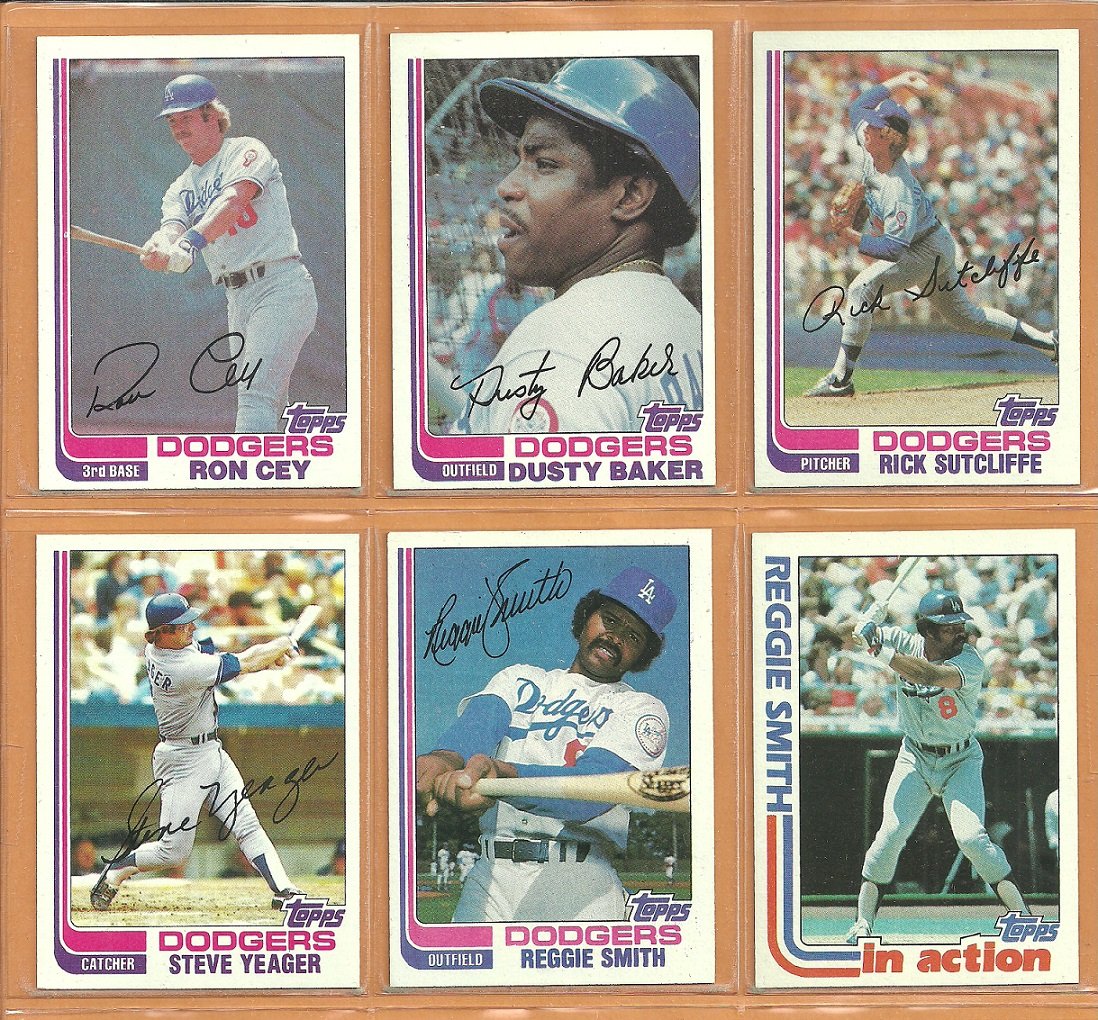 1982 Topps Los Angeles Dodgers Team Lot 15 Ron Cey Rick Sutcliffe Dusty ...