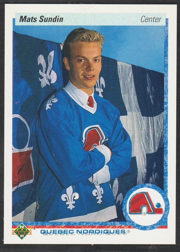 Quebec Nordiques Mats Sundin RC Rookie Card 1990 Upper Deck Hockey Card 365