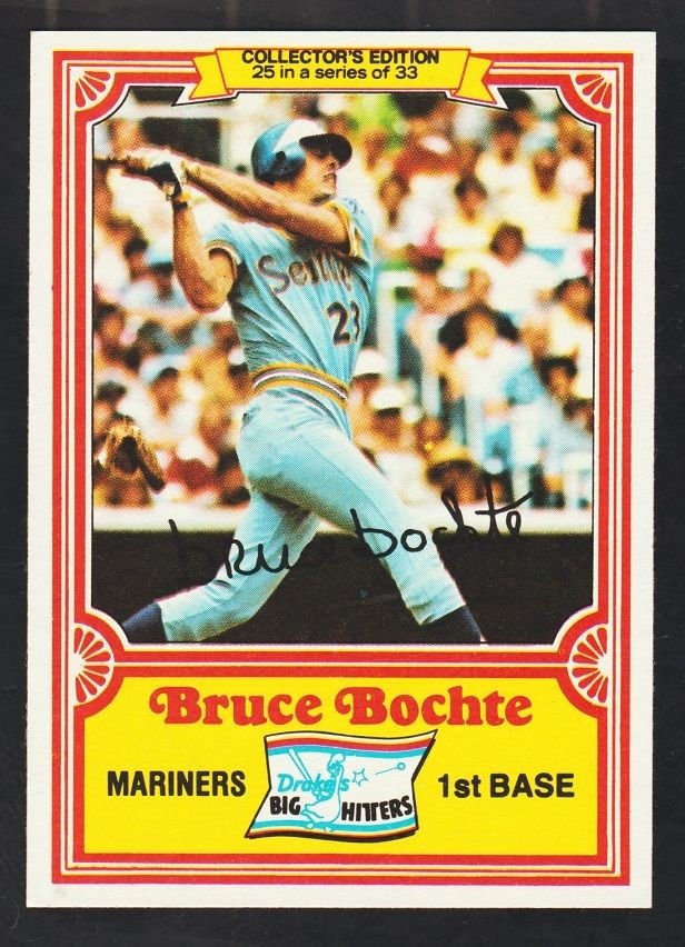 Seattle Mariners Bruce Bochte 1981 Drakes Big Hitters Baseball Card 25