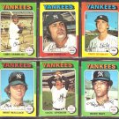 NEW YORK YANKEES 6 DIFF 1975 TOPPS CHRIS CHAMBLISS LOU PINIELLA FRED STANLEY RUDY MAY CECIL UPSHAW