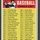 6th SERIES CHECKLIST 1970 TOPPS # 542 UNMARKED