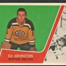 Boston Bruins Ed Johnston Rookie Card RC 1963 Topps Hockey Card # 2 ex