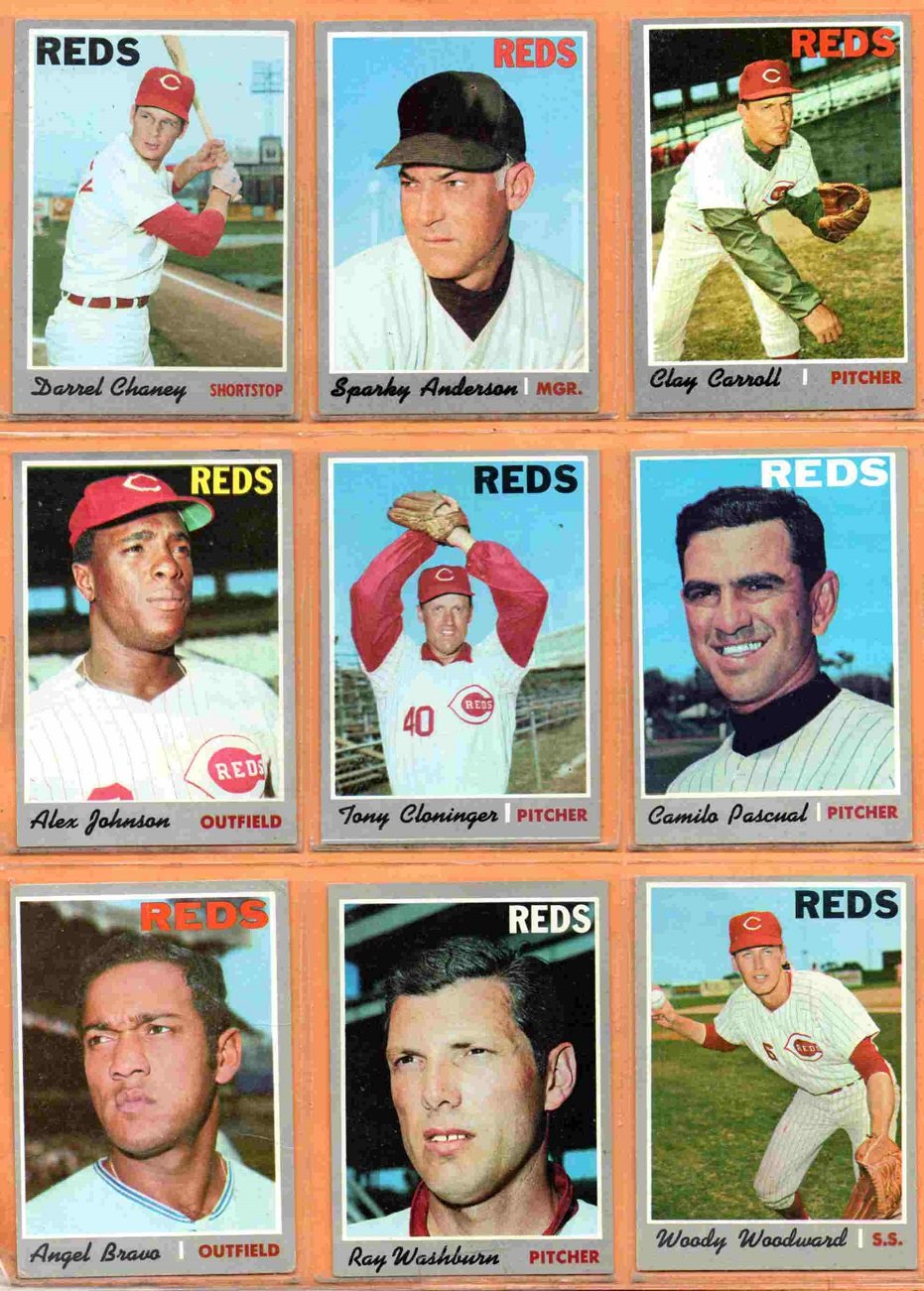 1970 Topps Cincinnati Reds Team Lot 10 Sparky Anderson Darrel Chaney Clay CarrollTony Cloninger !
