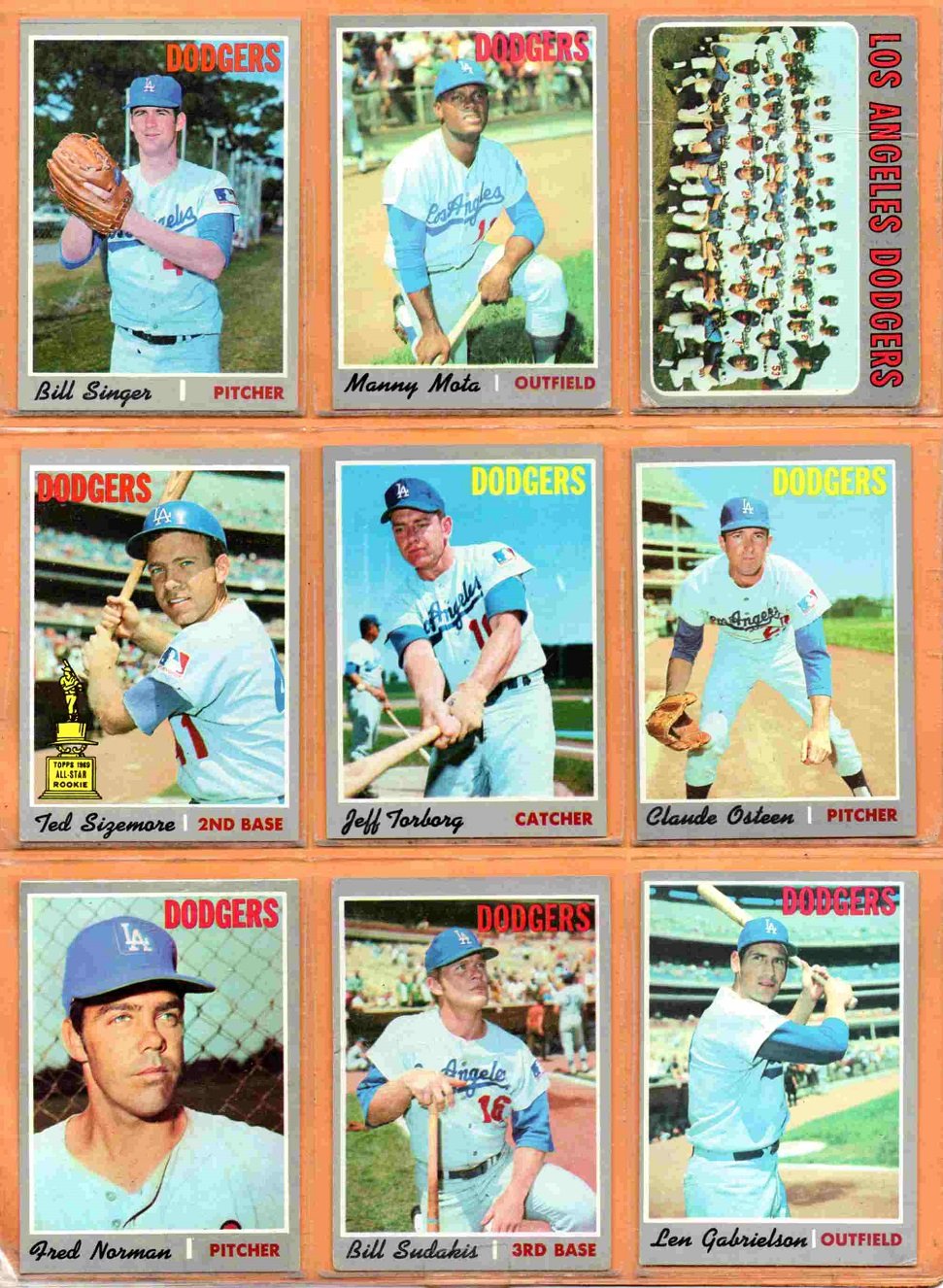 1970 Topps Los Angeles Dodgers Team Lot 11 diff Manny Mota Team Card Bill Singer !