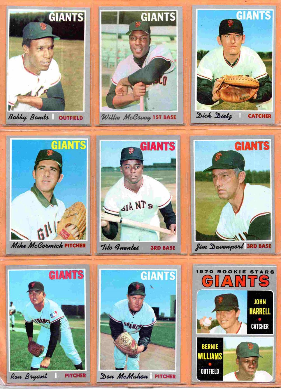 1970 Topps San Francisco Giants Team Lot 13 diff Wilie McCovey Bobby Bonds Mike McCormick !