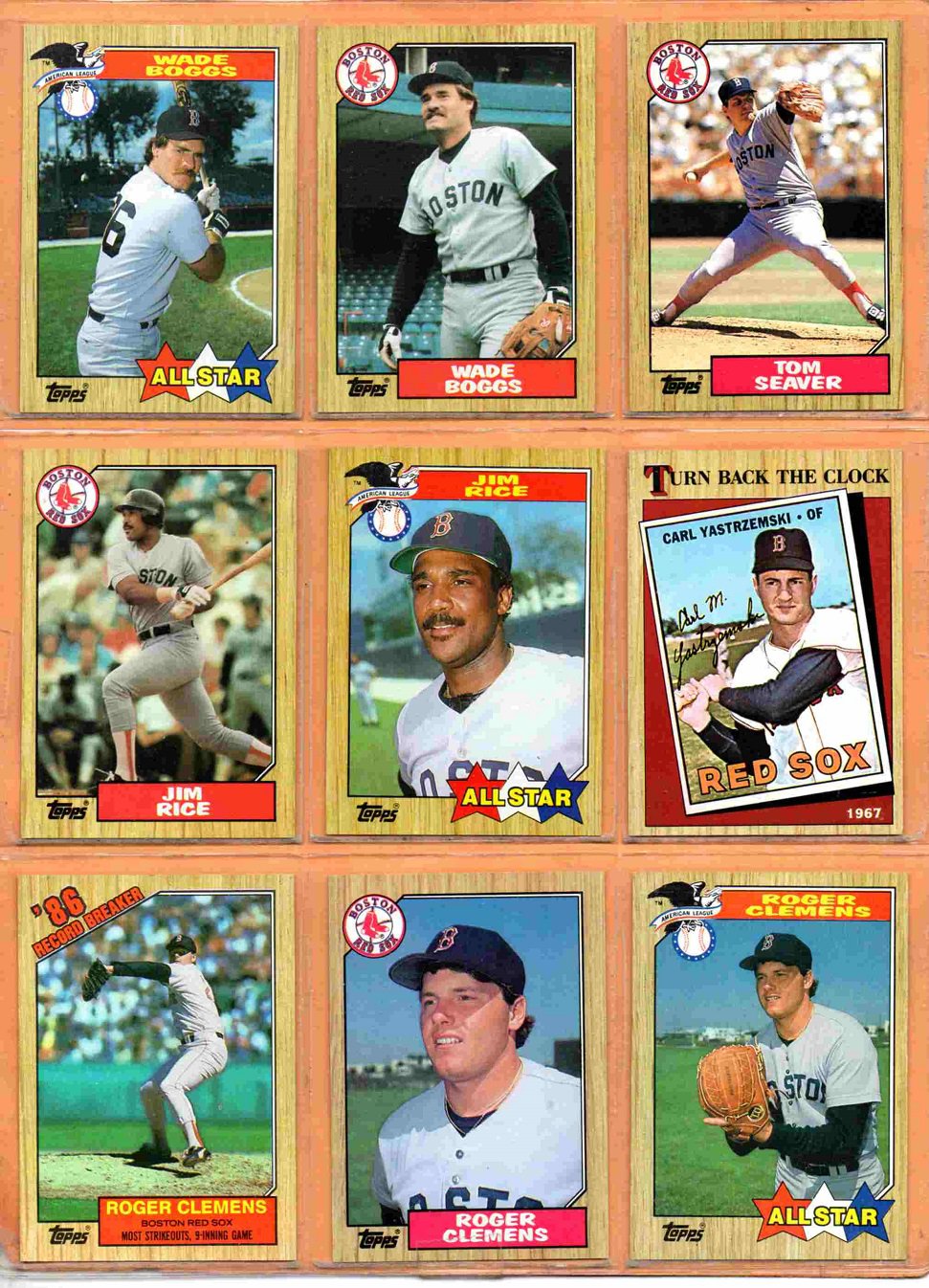 1987 Topps Boston Red Sox Team Lot 30 Wade Boggs Tom Seaver Jim Rice Roger Clemens !