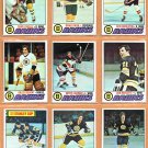 1977 Topps Boston Bruins Team Lot Brad Park Jean Ratelle Terry O'Reilly Rick Middleton !