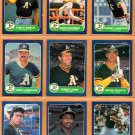 1986 Fleer Oakland Athletics Team Lot 15 diff Carney Lansford Dave Kingman Dusty Baker !