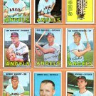 1967 Topps California Angels Team Lot 15 diff Bill Rigney Team Card Lou Burdette !