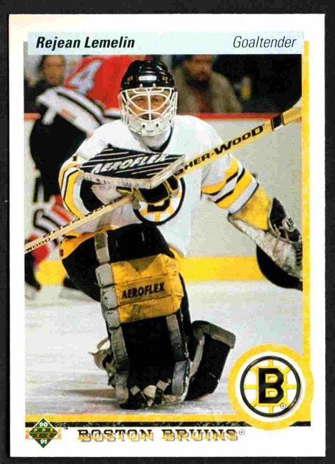 Boston Bruins Rejean Lemelin 1990 Upper Deck Hockey Card #215 nr mt !
