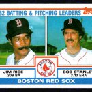 Boston Red Sox Team Leaders Jim Rice Bob Stanley 1983 Topps #381 nr mt Boston Red Sox Team Leaders Jim Rice Bob Stanley 1983 Topps #381 nr mt