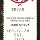 Texas Rangers Boston Red Sox 1988 Ticket Larry Parrish HR Paul Kilgus 3 Hitter xx