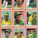 1978 Topps Oakland Athletics Team Lot 16 diff Tony Armas Manny Sanguillen Rick Langford RC +