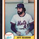 New York Mets Jeff Reardon RC Rookie Card 1981 Fleer #335 nr mt New York Mets Jeff Reardon RC Rookie Card 1981 Fleer #335 nr mt