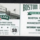MINNESOTA TWINS BOSTON RED SOX 2012 TICKET JOE MAUER HR MORNEAU 2 HITS xx MINNESOTA TWINS BOSTON RED SOX 2012 TICKET JOE MAUER HR MORNEAU 2 HITS xx