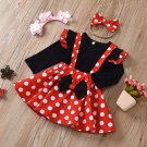Adorable Minnie-Inspired Polka Dot Dress Set with Headband – Birthday & Summer Outfit for Girls