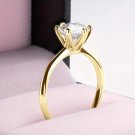 18k Gold Plated 2 Carat Six-Prong Ring 925 Silver 8mm Zirconia