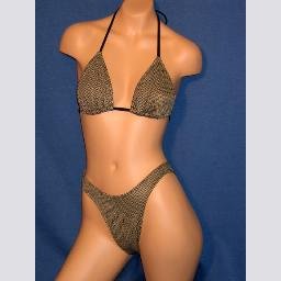 NWT Ice Gear Brown Black Vertical Stripe Top Bikini L