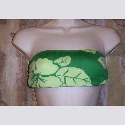 New Jag Green on Green Floral Print Bandeau Swim Top S