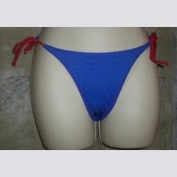 NWT Playboy Blue w Red Tie Sides Rio Bikini Bottoms S