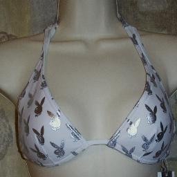 NWT Playboy White Bunny Halter Bikini Swim Top M