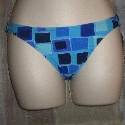 NWT Chica Rica Blue Sq Pattern Low Bikini Swim Bottom S