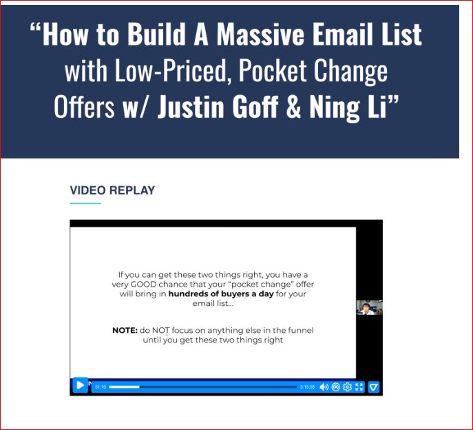 Justin Goff &acirc;�� How To Build A Massive Email List With Low-Priced &acirc;��Pocket Change&acirc;�� Offers