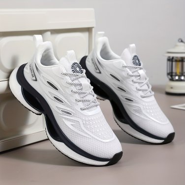 Men's Breathable Knit Running Shoes &acirc;�� Lace-Up Soft Sole Sneakers for Outdoor Jogging & Training