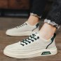 Men's Low-Top Skate Shoes &acirc;�� Non-Slip, Durable Lace-Up Sneakers with White Sole for Casual Wear