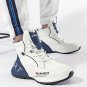 Men&acirc;��s High-Top Sneakers &acirc;�� White & Blue, Non-Slip PVC Sole, Lace-Up, Casual & All-Season Comfort