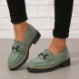 Women&acirc;��s Platform Loafers &acirc;�� Horsebit Decor, Round Toe, Slip-On Retro Solid Color Shoes