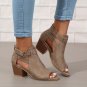 Women&acirc;��s Chunky Heel Sandals &acirc;�� Peep Toe, Cut-Out Design, Back Zipper, Retro Low-Heel Shoes