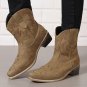 Women&acirc;��s Embroidered Ankle Boots &acirc;�� Pointed Toe, Turquoise Floral, Chunky Heel, Spring & Summer