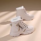 Women’s Winter Snow Boots, Mid-Calf, Lace-Up, Faux Fur Trim, Non-Slip TPU Sole, Adjustable Straps