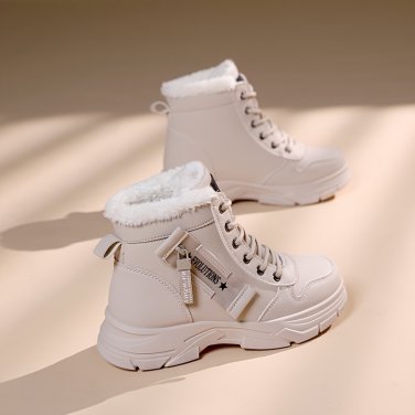 Women&acirc;��s Winter Snow Boots, Mid-Calf, Lace-Up, Faux Fur Trim, Non-Slip TPU Sole, Adjustable Straps