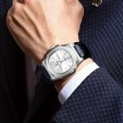 Men’s Waterproof Quartz Watch with Leather Strap – Luminous Dial & Weekly Calendar