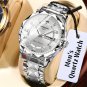 Men&acirc;��s Stainless Steel Quartz Watch &acirc;�� Rhinestone Dial, Roman Numerals, Date, Luminous