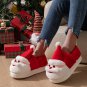 Warm Plush Winter Slippers for Women & Men, Thick Sole, Cozy Red-White Holiday Design