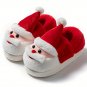 Warm Plush Winter Slippers for Women & Men, Thick Sole, Cozy Red-White Holiday Design