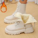 Women’s Winter Lace-Up Ankle Boots with Side Zipper – Warm, Slip-Resistant PVC Sole, Booties